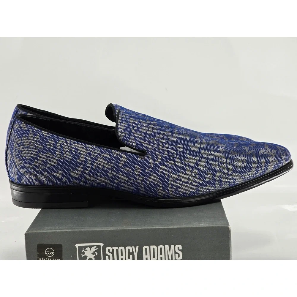 Stacy Adams Savino Loafers Mens Size 12 Blue Multi Paisley Floral Slip On - New